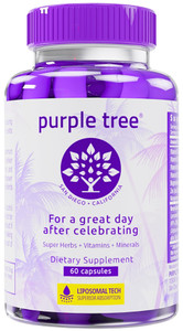 purple tree Post-Celebration Wellness Supplement | Liposomal Dihydromyricetin (DHM), L-Glutathione, Milk Thistle for Liver Support & Hydration | Elec