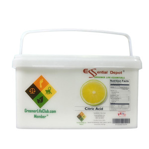 Essential Depot Citric Acid - 8 lbs - Anhydrous - Food Grade - Safety Sealed Wide Mouthed PP Container with Resealable Cap and Reattachable Handle