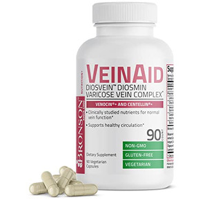 Bronson VeinAid Diosmin 1000mg DiosVein Varicose Vein Complex with Venocin & Centellin, 90 Vegetarian Capsules
