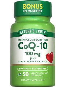 Nature's Truth CoQ10 100mg | 50 Softgels | Plus Black Pepper Extract | Non-GMO and Gluten Free Supplement