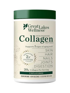 Great Lakes Wellness Collagen Peptides Powder for Skin, Hair, Nails, Joints & Digestion - Unflavored - Quick Dissolve Hydrolyzed, Non-GMO, Keto, Kosh