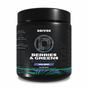 Driven B&G Berries & Greens Superfood Powder, 30 Servings - Organic Plant-Based Formula with Probiotics & Digestive Enzymes -Supports Recovery, Healt