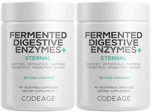 Codeage Fermented Digestive Enzymes Supplement 3-Month Supply - 14 Digestive Enzymes, Probiotics, Prebiotics, Fermented Botanicals, Plant-Based Multi