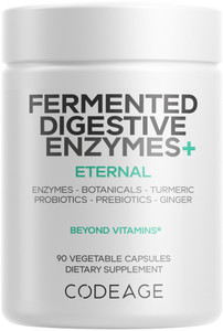 Codeage Fermented Digestive Enzymes Supplement 3-Month Supply - 14 Digestive Enzymes, Probiotics, Prebiotics, Fermented Botanicals, Plant-Based Multi