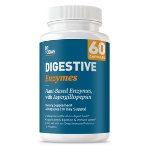 Dr. Tobias Digestive Enzymes with Amylase, Bromelain, Lipase, Lactase, Protease, Papain & More, Digestion Supplement with 18 Enzymes for Digestion an