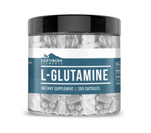 Earthborn Elements L-Glutamine 200 Capsules, Pure & Undiluted, No Additives