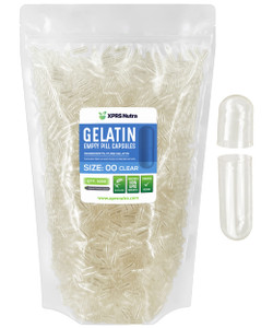 XPRS Nutra Size 00 Empty Capsules - 5000 Count Clear Empty Gelatin Capsules - Pills DIY Capsule Filling - Fillable Pill Gel Caps for Do It Yourself S