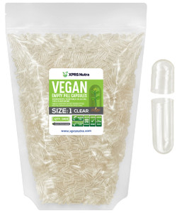 XPRS Nutra Size 1 Empty Capsules - 5000 Count Clear Empty Vegan Capsules - Vegetarian Pills - DIY Vegetable Capsule Filling- Veggie Pill Caps for Do-