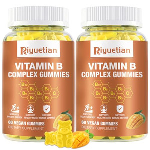 Riyuetian Vitamin B Complex Gummies with Biotin,Choline + Inositol, Vitamin C + Zinc for Supports Energy, Brain, Mood, Immune, Healthy Hair, Skin - N