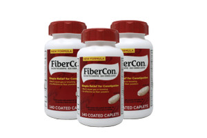 FiberCon Fiber Therapy for Regularity, 140 Caplets (Pack of 3)