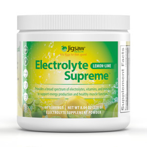 Jigsaw Health Electrolyte Supreme | Broad Spectrum of Electrolytes + Trace Minerals | Lemon-Lime Flavor | 60 Servings (Jar)