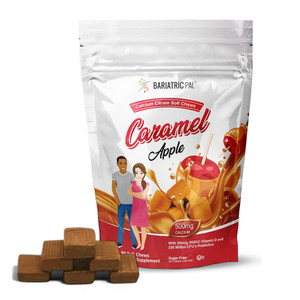 BariatricPal Sugar-Free Calcium Citrate Soft Chews | 500mg with Vitamin D & Probiotics | Caramel Apple | 90 Count (1 Month Supply)