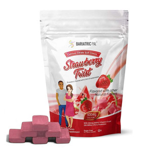 BariatricPal Sugar-Free Calcium Citrate Soft Chews | 500mg with Vitamin D & Probiotics | Strawberry Twist | 90 Count (1 Month Supply)