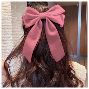 Yheakne Velvet Hair Bow Tail Satin Bow Long Tail Headpieces Winter Hair Barrette Headwear Hair Accessories for Women and Girls Gifts (Black)