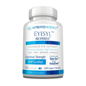 Approved Science EyeSyl - Eye Support Supplement - Chromium Picolinate, Taurine, Lutein, Zeaxanthin, Bilberry, BioPerine - 3 Month Supply - 180 Capsu