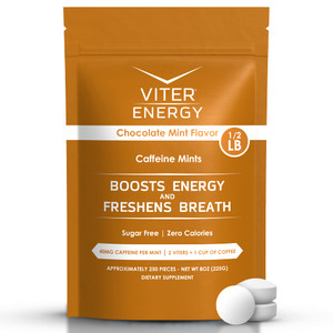Viter Energy 40mg Caffeine Mints - Sugar Free, B Vitamins, Vegan, Boosts Fast Energized Alert Focus, Caffeinated Nootropic Supplement Pills (Chocolat