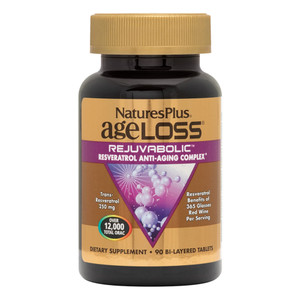 NaturesPlus AgeLoss REJUVABOLIC - 90 Bi-Layered Tablets - Resveratrol Anti-Aging Complex - Vegetarian, Gluten Free - 30 Servings