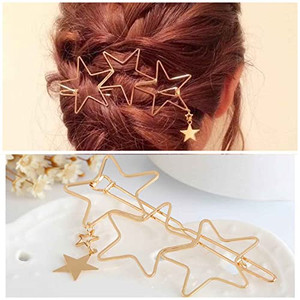 Erimberate Bohemian Star Hair Clip Hollow Star Hair Barrette Star Dangle Hairpin Gold Triple Star Hair Pins Clips Metal Star Headwear Geometric Decor