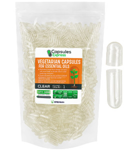 XPRS Nutra Size 1 Empty Vegan Capsules - 1000 Count Clear Veggie Capsules for Most Essential Oils - Empty Vegetable Pills - DIY Oil Filling