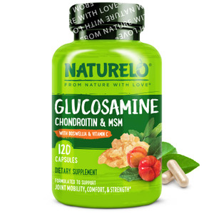 NATURELO Glucosamine Chondroitin MSM with Boswellia and Vitamin C - Supplement for Joint Comfort, Mobility, and Strength - 120 Capsules