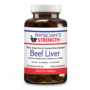 Physician's Strength Beef Liver - 150 Capsules - Natural Source of Iron, Vitamin A & B12 - 100% Grass Fed - Non-GMO & No Additives - 30 Servings