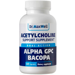 Dr. Maxwell Acetylcholine, Alpha GPC Choline 600mg + Bacopa, Better Than Each Alone. More Reliable Acetylcholine (Supports Memory & Learning) Supplem