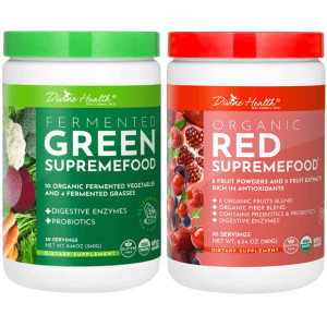 Divine Health Dr. Colbert, MD Superfood Package | 30 Servings of Green Supremefood & Red Supremefood 14 Organic and Fermented Green Vegetables and Gr