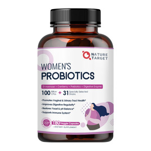 NATURE TARGET Probiotics for Women, 100 Billion CFUs Probiotic with Digestive Enzymes & Prebiotics, Vaginal Probiotics with Cranberry for Urinary Tra