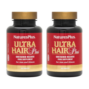 NaturesPlus Ultra Hair Plus - 60 Tablets, Pack of 2 - Sustained Release Formula for Men & Women - Gluten Free - 60 Total Servings