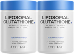 Codeage Liposomal Glutathione Supplement - Pure Reduced Setria L-Glutathione, Liposomal Delivery, Phospholipid Complex - Vegan, Non-GMO - 2-Pack
