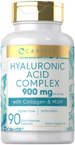 Carlyle Hyaluronic Acid Complex 900 mg | with Collagen and MSM | 90 Capsules | Non-GMO, Gluten Free Supplement
