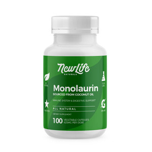 NewLife Naturals Monolaraurin Dietary Supplement - 625mg Monolaurin Lauric Acid for Immune System and Digestive Health - 100 Vegetable Capsules