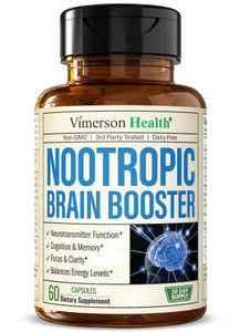 Nootropics Brain Support Supplement - Nootropic Brain Booster for Improved Focus, Concentration & Memory. Brain Nootropic for Brain Health, Mood & En