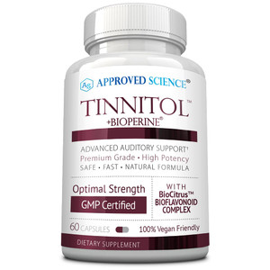 Approved Science Tinnitol - Tinnitus Support Supplement - Ease Ringing in The Ears - Boost Inner Ear Health - 60 Capsules - Made in The USA