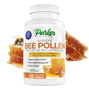Parker Naturals Supreme Bee Pollen Capsules, 3520 mg Royal Jelly, Bee Pollen, and Bee Propolis Capsules, Natural Bee Pollen Supplement for Adults, 15