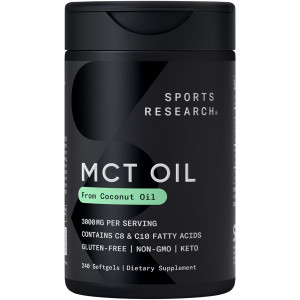 Sports Research Keto MCT Oil Pills from Coconut Oil | Keto Fuel for The Brain & Body - Non-GMO Verified, Soy & Gluten Free Liquid Softgels (240 Count