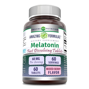 Amazing Formulas Melatonin Fast Dissolving Supplement | 60 Mg per Serving | Mixed Berry Flavor | 60 Tablets | Non-GMO | Gluten-Free | Made in USA