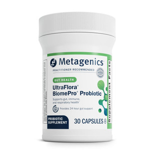 Metagenics UltraFlora BiomePro Probiotic Supplement - 105 Billion CFU Multistrain Formula with Lactobacillus Acidophilus - Shelf-Stable for Digestive