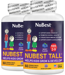 NuBest Tall Kids - Multivitamins & Minerals for Age 2 to 9 - Bone Strength & Immunity Support - Helps Kids, Toddlers Healthy - Animal Shapes - 120 Ch