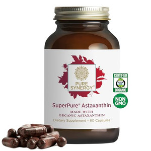 PURE SYNERGY SuperPure Astaxanthin Extract | Organic Astaxanthin from Algae with Sunflower Lecithin | Antioxidant Support for Skin and Eye Health (60