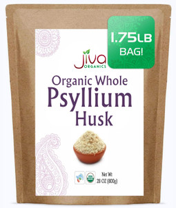 Jiva Organics Whole Psyllium Husk (Isabgol) 1.75 LB (28 Oz) Jumbo Bag - Non-GMO, Unflavored - Keto Friendly, Soluble Fiber