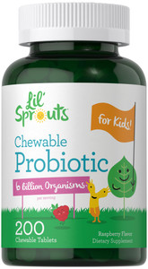 Carlyle Probiotics for Kids Chewable | 200 Count | 6 Billion CFUs | Raspberry Flavor | Non-GMO & Gluten Free Supplement | by Lil' Sprouts