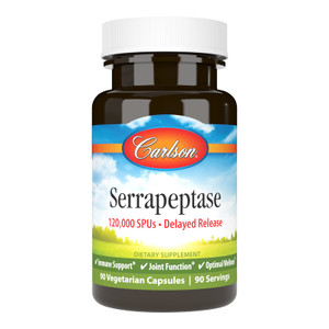 Carlson - Serrapeptase, 120000 SPUs - Delayed Release, Immune Support, Joint Function & Optimal Wellness, 90 Vegetarian Capsules