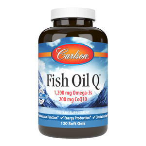Carlson - Fish Oil Q, 1200 mg Omega-3s 200 mg CoQ10, Function, Energy Production & Circulatory Support, 120 Softgels