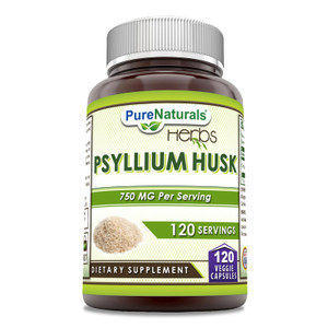 Pure Naturals Psyllium Husk Supplement | 750 Mg Per Serving | Veggie Capsules | Non-GMO | Gluten-Free | Made in USA (120 Count)