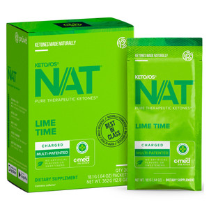 Pruvit - Keto//OS NAT - Lime Time - Charged Pure Therapeutic Ketones with C-Med 100, Multi-Patented Blend, No Artificial Flavors - 20 Sachets