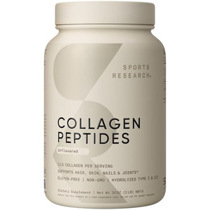 Sports Research Collagen Peptides - Hydrolyzed Type 1 & 3 Collagen Powder Protein Supplement for Healthy Skin, Nails, & Joints - Easy Mixing Vital Nu