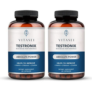 VITASEI Testronix Performance Supplement for Men - Energy and Muscle Supplements for Mens Health - 60 Capsules (Pack of 2)