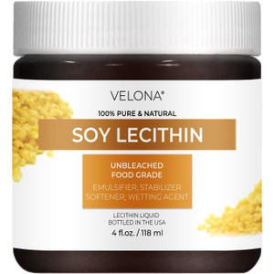 velona Pure Liquid Soy Lecithin 4 Fl Oz | Food Grade | Unbleached| Emulsifier, Stabilizer, Softener, Smoother, Wetting Agent | Use Today - Enjoy Resu