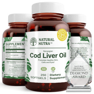 Natural Nutra Norwegian Cod Liver Oil Supplement, Helps to Maintain Skin, Helps Maintain Body Density, Eye Health & Nerve Function, Promotes Dental H